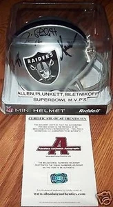 MINI HELM AUTO MARCUS ALLEN, JIM PLUNKETT, FRED BILETNIKOFF RAIDERS COA AAA - Bild 1 von 1