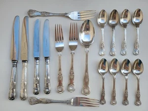 Garrard & Co Ltd Versilbert Königsmuster Besteck 17 Stück Gabeln Messer Löffel - Bild 1 von 13