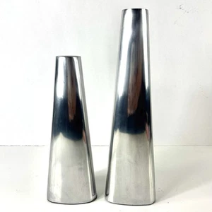 2 Vintage IKEA Renos Chrome MCM Swedish Design Taper Candle Holders - Picture 1 of 8