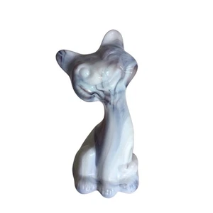 Fenton FAGCA Slag Glass Alley Cat Cobalt Happy Cat 6” 2007 - Picture 1 of 7