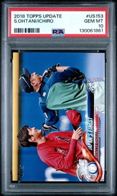 2018 TOPPS UPDATE #US153 ICHIRO/SHOHEI OHTANI ROOKIE RC PSA 10 - Image 1 of 2