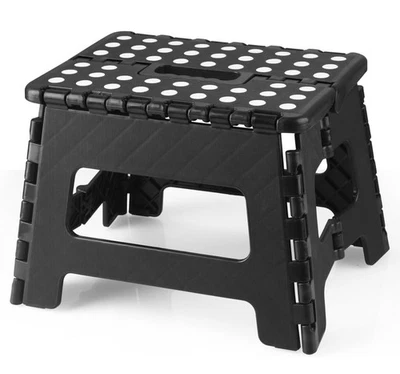 Home Folding Step Stool Lightweight Step Stool with 9 Inch Height for Kids Black - Image 1 of 4