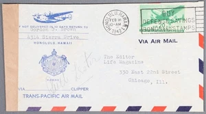 MayfairStamps US 1942 Hawaii Honolulu Censored Clipper Trans-Pacific Air Mail Ho - Picture 1 of 2