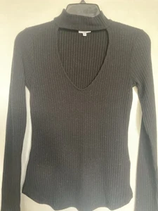 Splendido top scollo a V manica lunga colore nero maglia collo alto donna taglia S - Foto 1 di 9