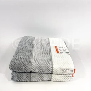 Toallas de baño Caro Home 2 piezas 100 % algodón gris y blanco secado rápido nuevas - Imagen 1 de 6
