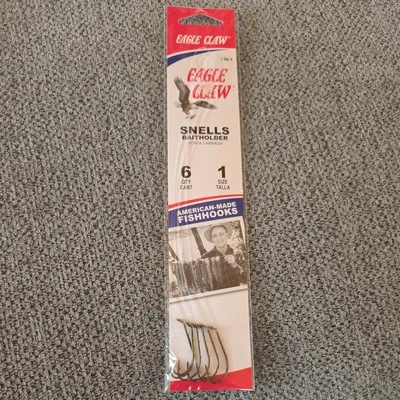 Snelled Eagle Claw 139-1 Bronze Bait Holder BaitHolder Fishing Hooks, Size 1 New - Image 1 of 4