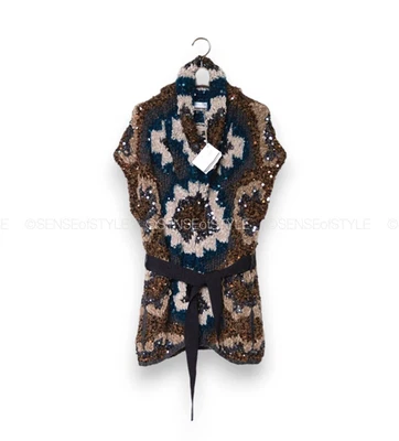 Brunello Cucinelli 羊绒混纺女式开衫毛衣背心背心 M 码 — 第 1/4 张图片