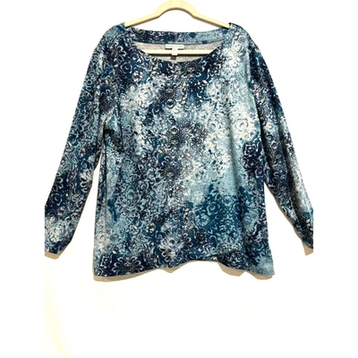 Blusa Dana Buchman Floral Paisley Tejida Carrera Elegante Elástica Mujer XXL 2x Arte Foto 1 de 4