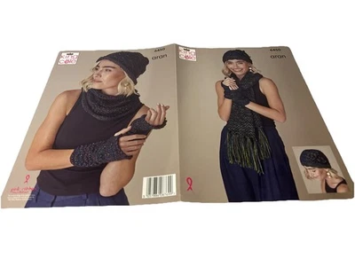 King Cole Aran Knitting Pattern - 6450 Ladies  Accessories - Image 1 of 3