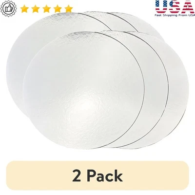 Silver Round Cake Boards 10 Inch 3 Pack Greaseproof Dessert Display Boards New - Image 1 of 4