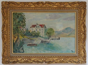 GEMÄLDE "SAINT-GUINGOLPH" in der SCHWEIZ 1949 - Bild 1 von 1