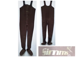 Simms Waders Men’s Small Brown Stocking Foot Neoprene Fabric Waders #W3240 - Picture 1 of 16