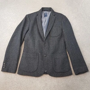 Gap Mens Jacket Small Grey Blue Herringbone Blazer Chore Worker Utility Wool - Picture 1 of 14