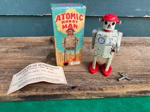 Schylling 1997 Collector Series Olive/Red Wind-Up Atomic Robot Man Original Box - Picture 1 of 18