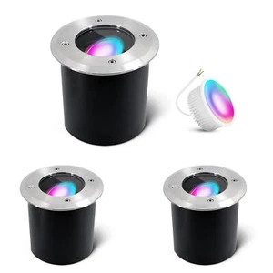 JADINA Bodeneinbaustrahler schwenkbar rund flach IP67 Smart RGB LED WLAN 5W dim - Bild 1 von 8