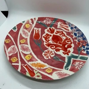 Anthropologie ADELE plate PINK TULIP 10.75" Dinner Floral Flower Hand Painted - Picture 1 of 5