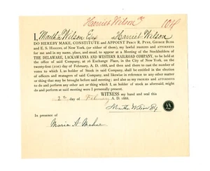 1888 railroad document signed by Martha Wilson for the estate of Harriet Wilson - Picture 1 of 5