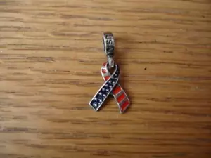 KAY JEWELERS CHARMED MEMORIES USA STAR & STRIPES RIBBON CHARM STERLING SILVER - Picture 1 of 1
