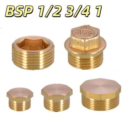BRASS Pipe Fitting Male Thread Blanking Plug Hex Plug Blanking Cap BSP 1/2 3/4 1 - Image 1 of 4