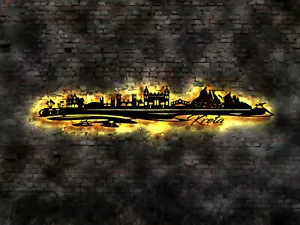3D LED Deko Kreta Wandtattoo Skyline Aufkleber Buch Griechenland Bild Holz - Bild 1 von 1