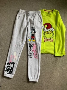 Girls Primark bottoms & Grinch lounge top age 13-14 years - Picture 1 of 3