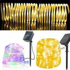 39FT/12M 100-LEDs Solar Powered Waterproof LED Tube Light Lamp Fairy String Rope