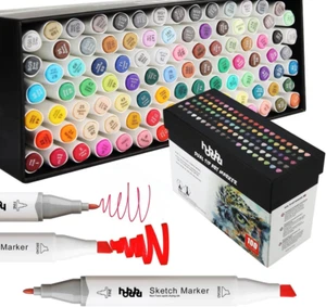 Hhhouu 100 Farben Marker Stifte Set Copic Marker Set Mit Doppelter Spitzen Für S - Bild 1 von 8