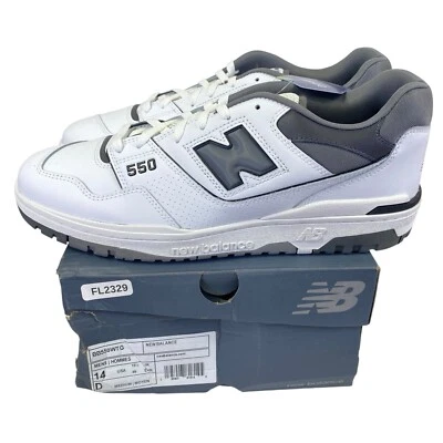 New Balance 550 BB550WTG 运动鞋男式白色灰色皮革 14 码 FL2327 — 第 1/4 张图片