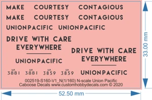 Union Pacific Caboose Decals - N-scale - 1/160 - Water Decal - Picture 1 of 3