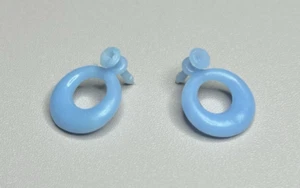 Vintage *Barbie* Light Blue Round Hoop Earrings w/ Posts 90's - Picture 1 of 8
