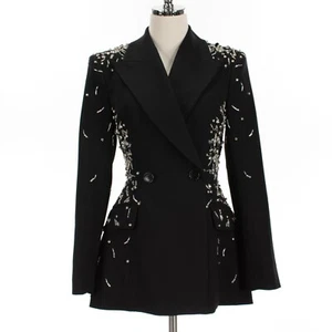 Blazer monopetto Simkhai nuovo con etichette Getty impreziosito taglia 4 colore nero - Foto 1 di 13