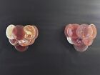 Pair of glass wall sconces - 10 iridescent alabaster pink discs
