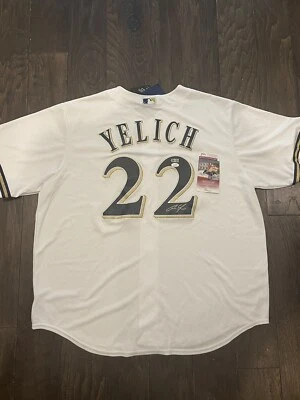 CHRISTIAN YELICH Signed Milwaukee Brewers Authentic White Majestic Jersey JSA - Image 1 of 4