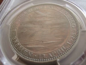 Alemania Weimar 1928 Medalla de Aviación de Plata América Vuelo Oceánico Bremen PCGS SP64 - Imagen 1 de 3