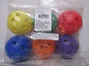 Pickleball (6 Pickle Balls) green, orange, purple, red, royal blue & yellow - Picture 1 of 3