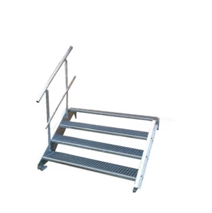 Stahltreppe 4 Stufen-Breite 70cm Variable-Höhe 55-85cm mit einseit. Geländer - Bild 1 von 5