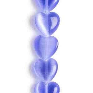 1 Strand(31-32) Dark Blue Cat's Eye Fiber Optic Glass 12mm Puffy Heart Beads * - Picture 1 of 1