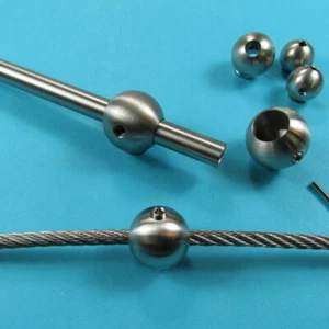 Kugel Edelstahl mit Bohrung Madenschraube Seilstopper Drahtseil Geländer Garten - Bild 1 von 5