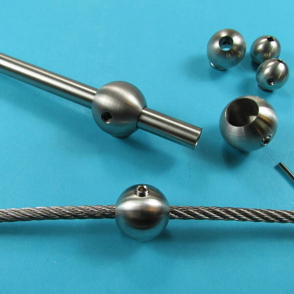 Kugel Edelstahl mit Bohrung Madenschraube Seilstopper Drahtseil Geländer Garten - Bild 1 von 1