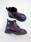 Zara size 5 (22) girls burgundy faux patent leather side zip combat ankle boots