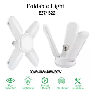 LED Garage Light Bulb B22 E27 Deformable Fan Shape Workshop Ceiling Lamp 220V - Picture 1 of 16