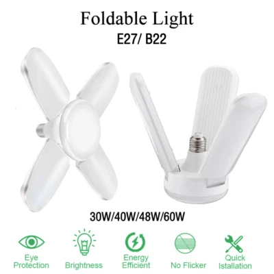 LED Garage Light Bulb B22 E27 Deformable Fan Shape Workshop Ceiling Lamp 220V - image 1 of 4