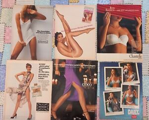 Vintage 15x Lingerie Pantyhose Bras Print Ads 80s German Magazine Burda (Lot 3)