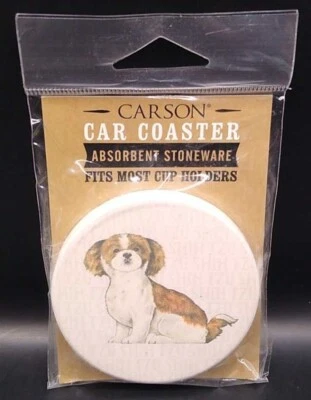 Одиночные круглые впитывающие каменные автомобильные подставки-SHIH TZU-by Carson домашние акценты - Изображение 1 из 2