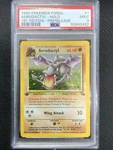 Pokemon Aerodactyl PRELEASE 1st Edition Fossil 1/62 Holo Rare PSA 9 - Picture 1 of 2