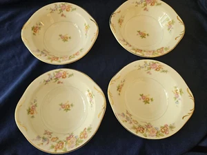 Vintage 1950 Pope Gosser China Co. Gold trim Louella Pattern Tab Handle Bowls 4 - Picture 1 of 12