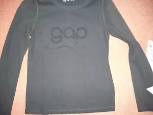 GAP Girls Black Top with embr-jewels 30 inch chest long sleeve Age 13 yrs - Picture 1 of 2