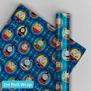 Carta da imballaggio compleanno | Thomas the Tank Engine 2 m rotolo | confezione regalo bambini - Foto 1 di 4