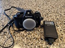 Nikon Em 35mm Slr Film Camera Body + Flash