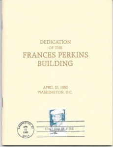 #1821 Programma Cerimonia Primo Giorno 15c Francobollo Francis Perkins - Foto 1 di 1